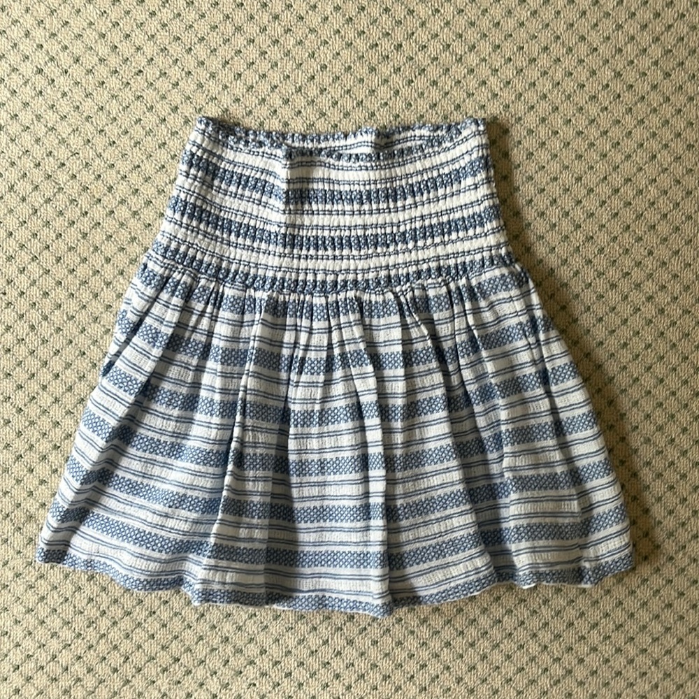 J Crew blue and white mini skirt, size S